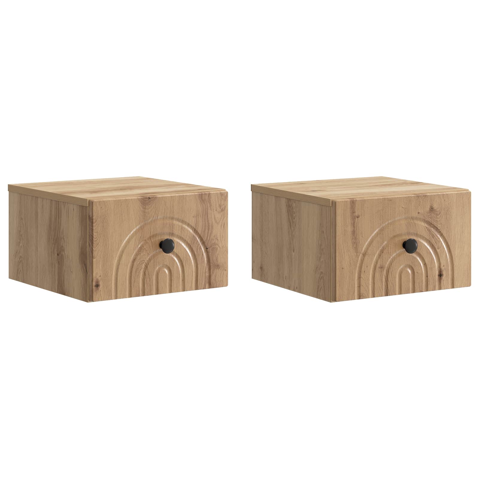 Sieninis naktinis staliukas su stalčių 2 pcs Artisano ąžuolo
