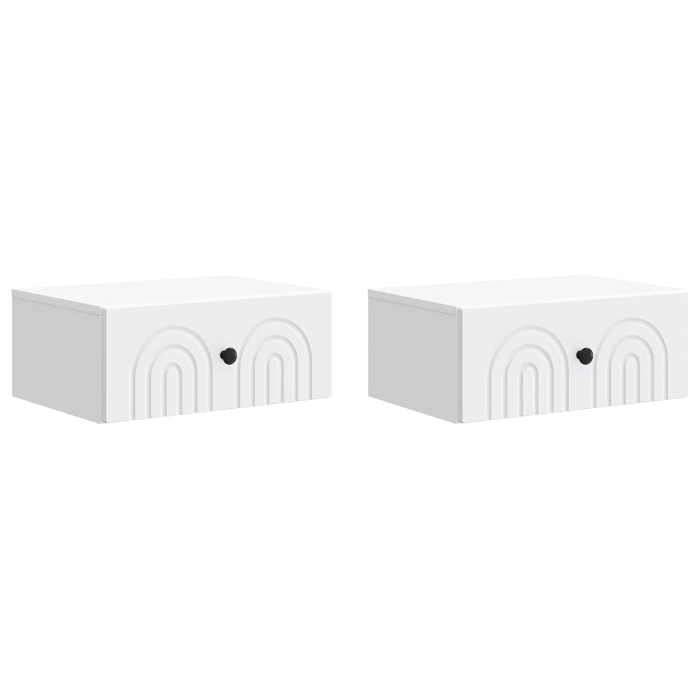 Sieninis naktinis staliukas 2 pcs Balta 49 x 34,5 x 20 cm