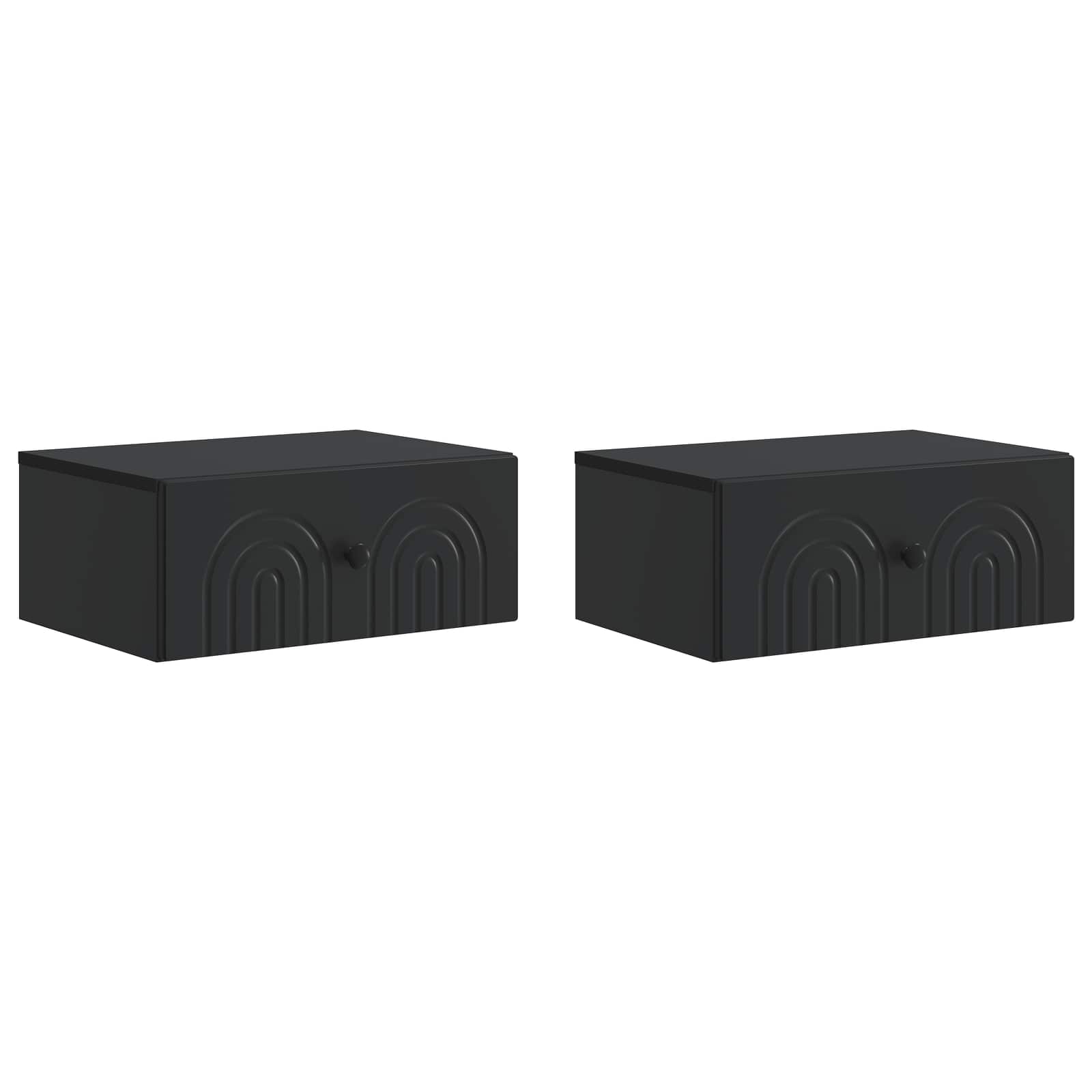 Sieninis naktinis staliukas 2 pcs Juoda 49 x 34,5 x 20 cm