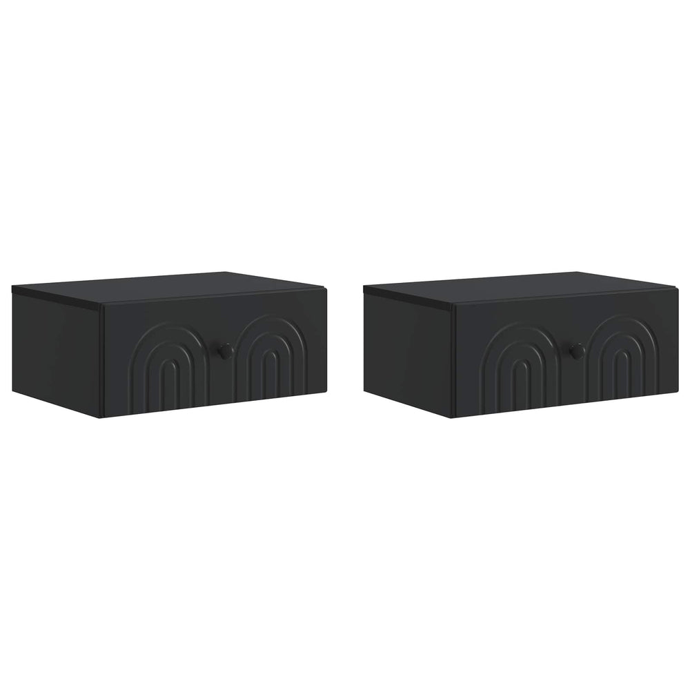 Sieninis naktinis staliukas 2 pcs Juoda 49 x 34,5 x 20 cm