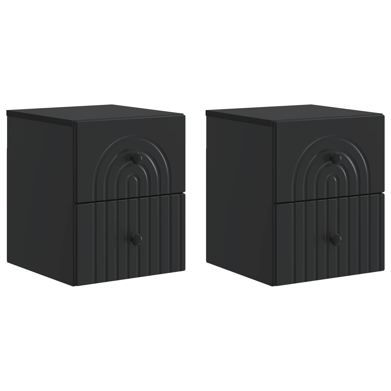 Sieninis naktinis staliukas 2 pcs Juoda 33 x 34,5 x 40 cm