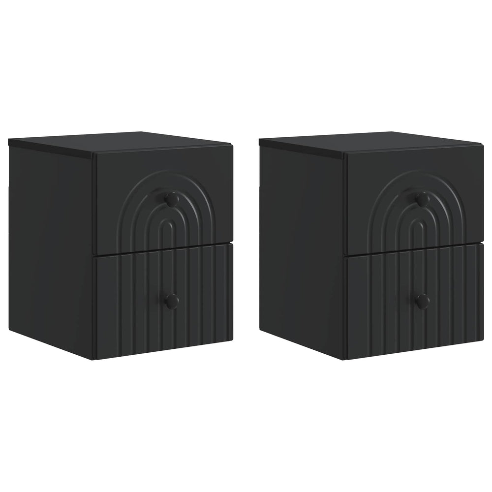 Sieninis naktinis staliukas 2 pcs Juoda 33 x 34,5 x 40 cm