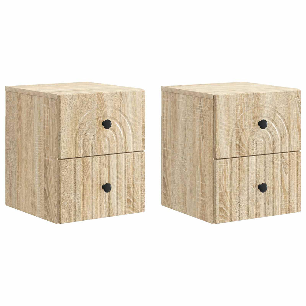 Sieninis naktinis staliukas su stalčių 2 pcs Sonoma ąžuolas
