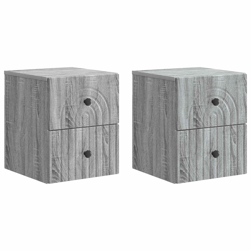 Sieninis naktinis staliukas 2 pcs Pilka sonoma ąžuolo