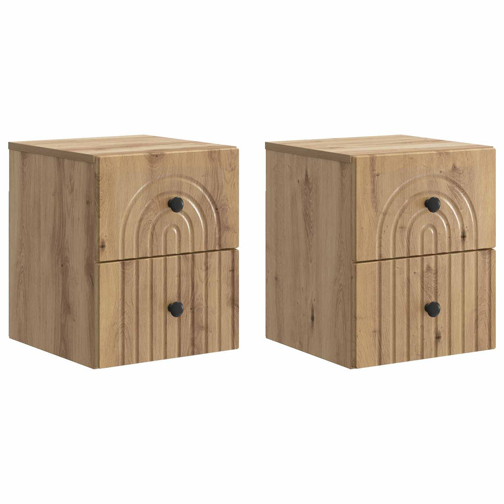 Sieninis naktinis staliukas su stalčių 2 pcs Artisano ąžuolo