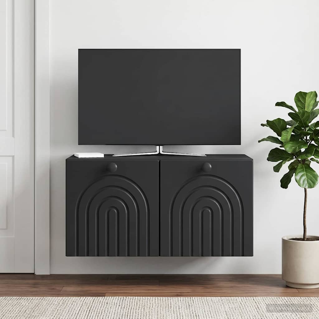 Sieninė TV spintelė Juoda 59,5 x 41 x 30 cm Apdirbta mediena