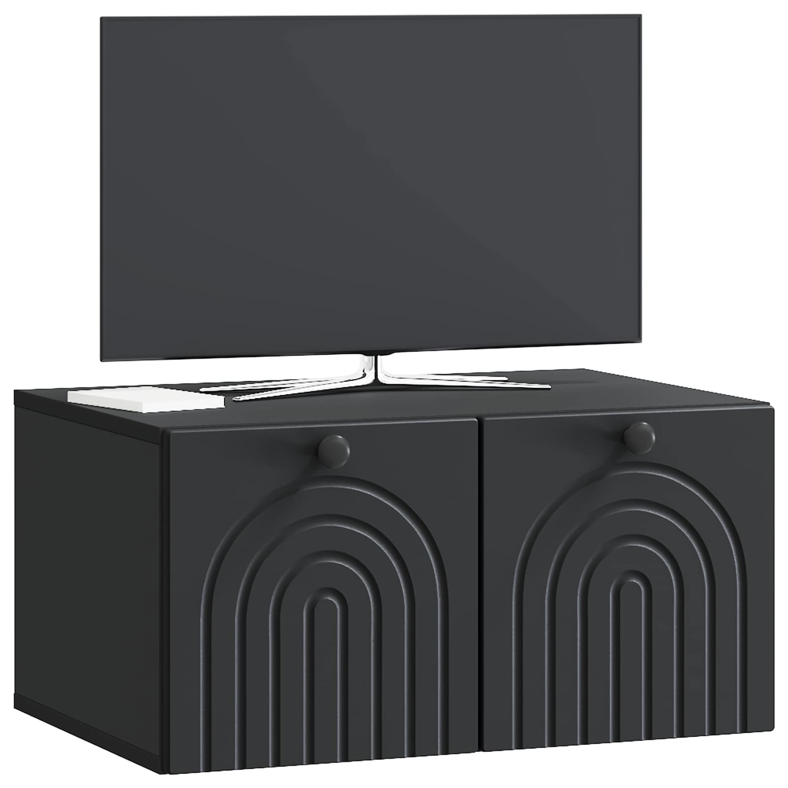 Sieninė TV spintelė Juoda 59,5 x 41 x 30 cm Apdirbta mediena