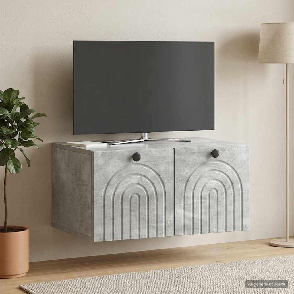 Sieninė TV spintelė Betono pilka 59,5 x 41 x 30 cm