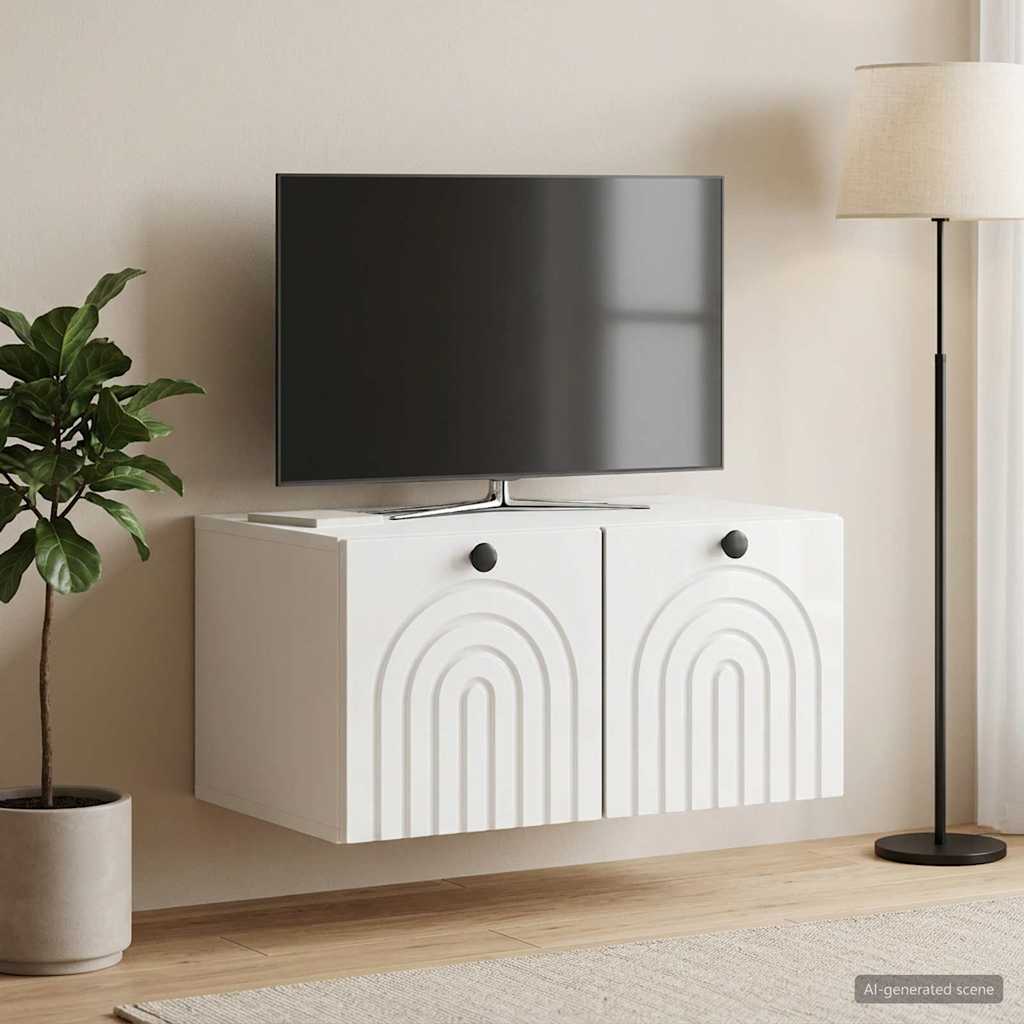 Sieninė TV spintelė Itin blizgi balta 59,5 x 41 x 30 cm