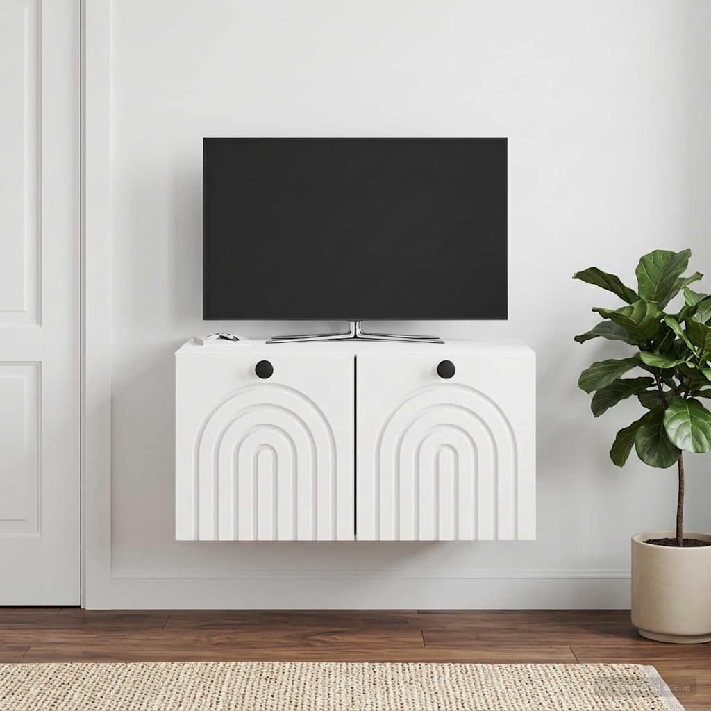 Sieninė TV spintelė Itin blizgi balta 59,5 x 41 x 30 cm