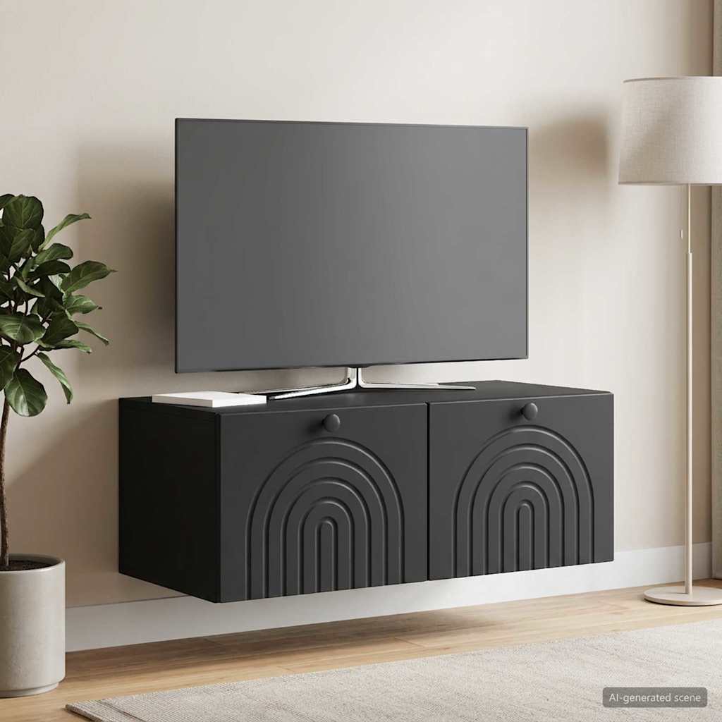 Sieninė TV spintelė Juoda 78,5 x 41 x 30 cm Apdirbta mediena