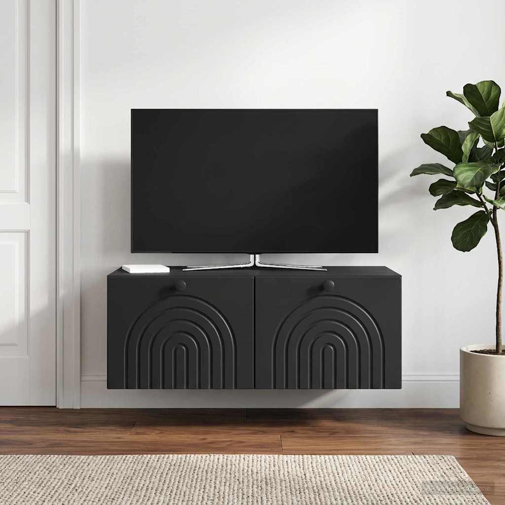 Sieninė TV spintelė Juoda 78,5 x 41 x 30 cm Apdirbta mediena