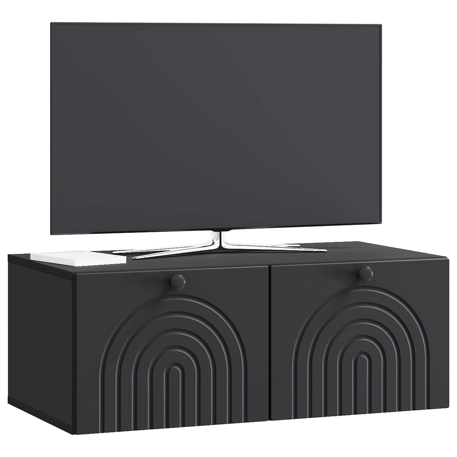 Sieninė TV spintelė Juoda 78,5 x 41 x 30 cm Apdirbta mediena