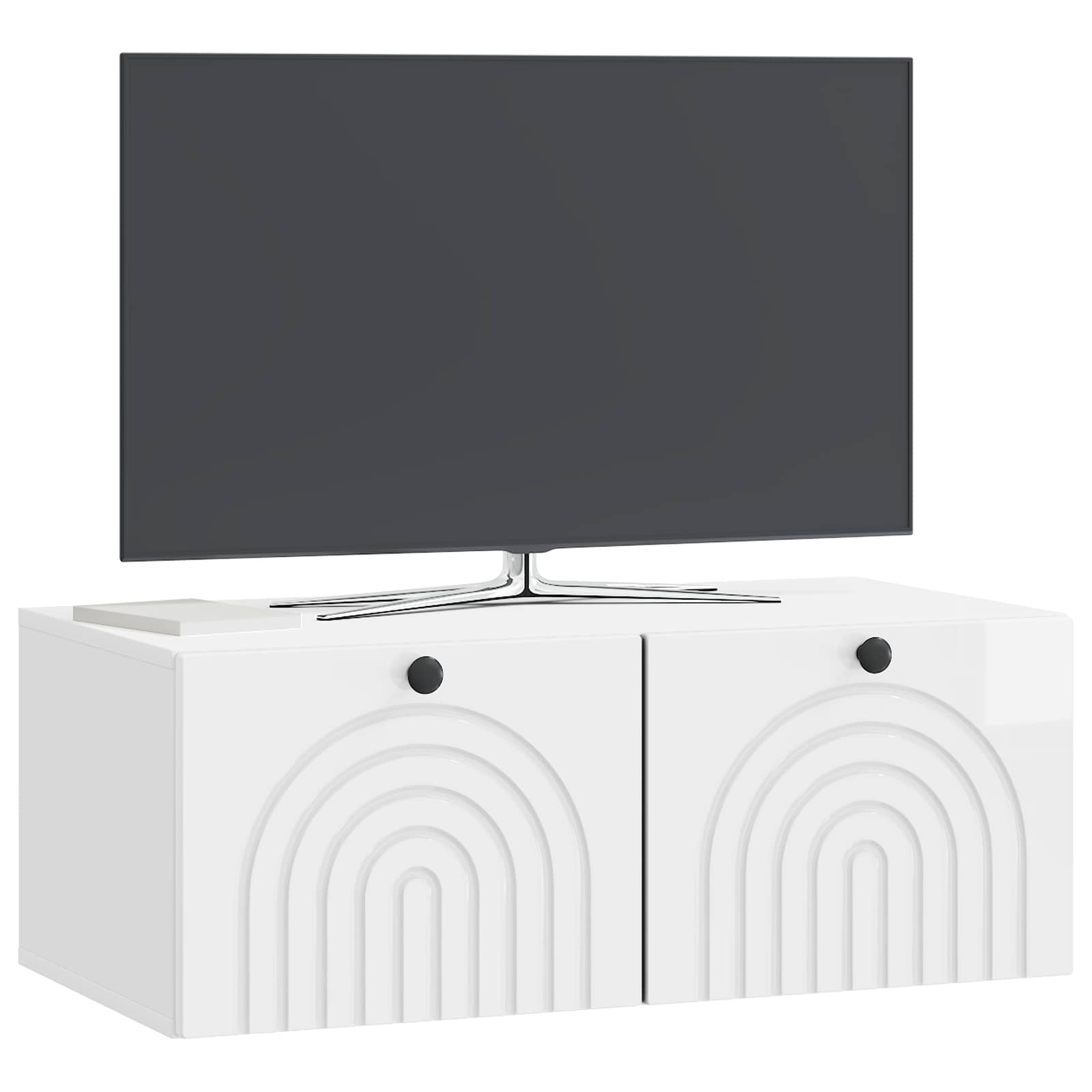 Sieninė TV spintelė Itin blizgi balta 78,5 x 41 x 30 cm
