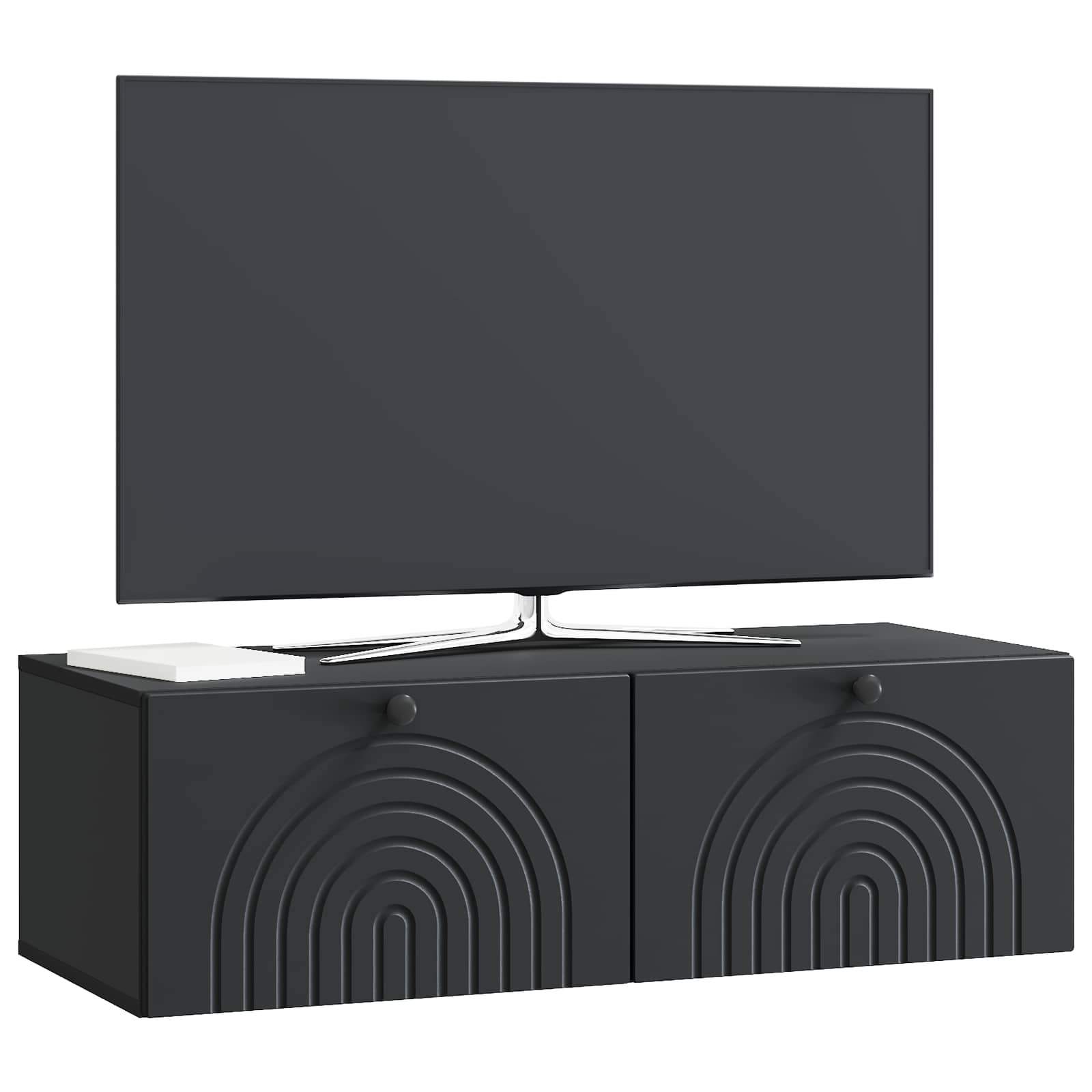 Sieninė TV spintelė Juoda 99 x 41 x 30 cm Apdirbta mediena