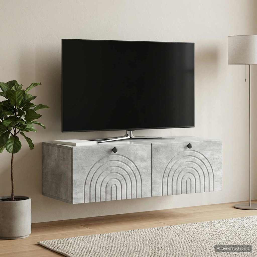 Sieninė TV spintelė Betono pilka 99 x 41 x 30 cm