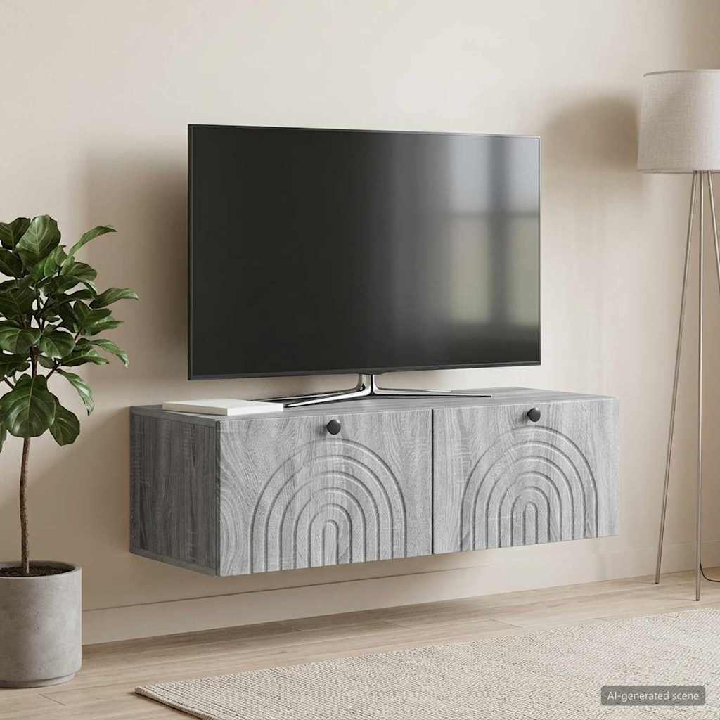 Sieninė TV spintelė Pilka sonoma ąžuolo 99 x 41 x 30 cm