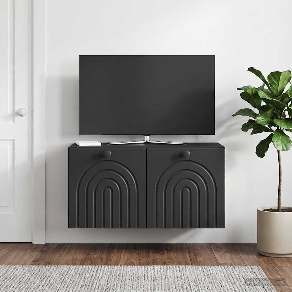 Sieninė TV spintelė Juoda 59,5 x 31 x 30 cm Apdirbta mediena