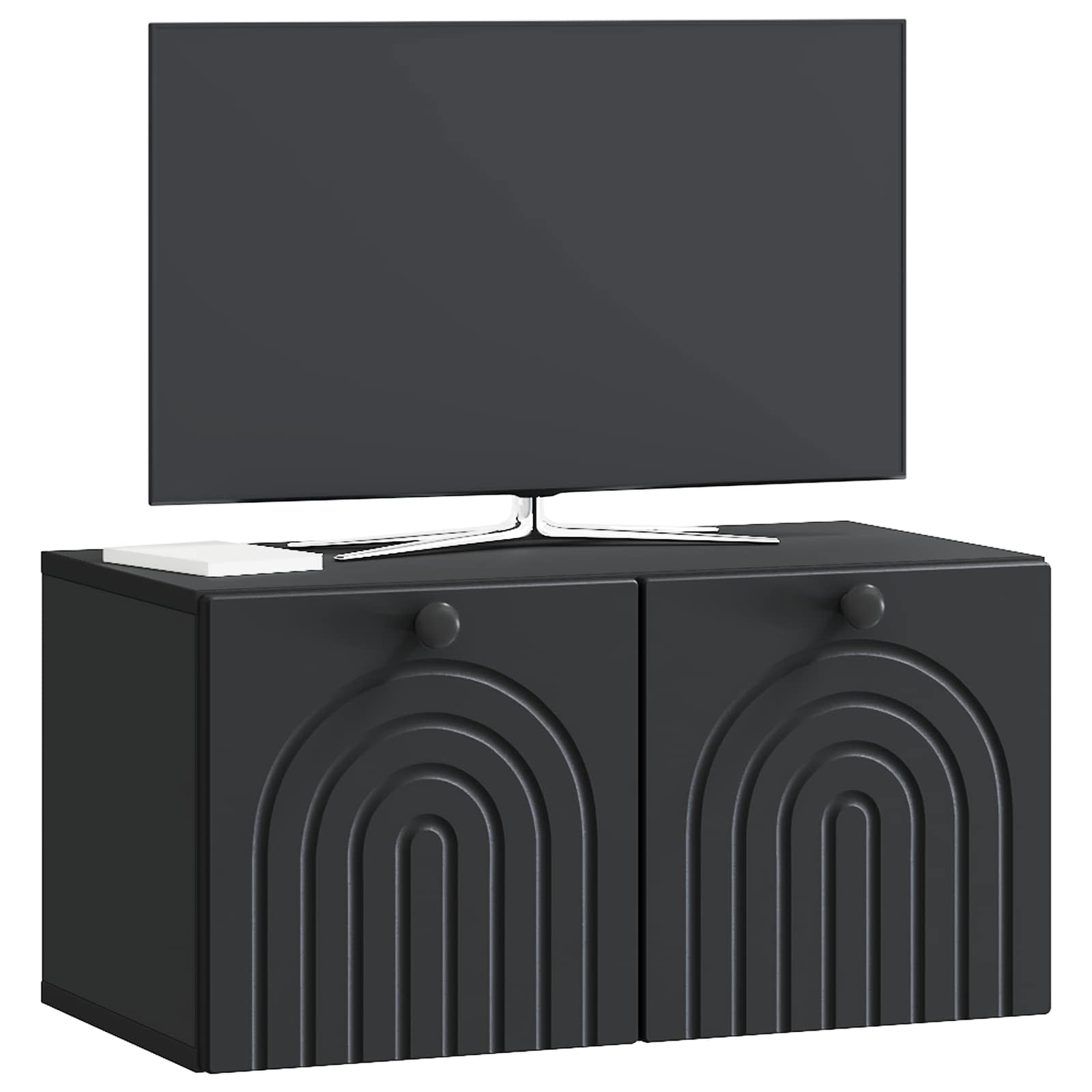 Sieninė TV spintelė Juoda 59,5 x 31 x 30 cm Apdirbta mediena
