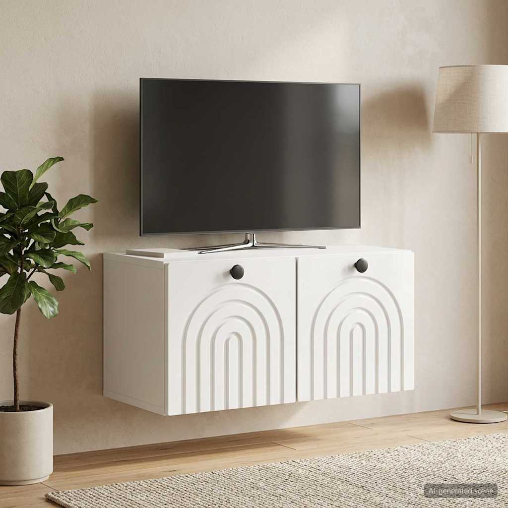 Sieninė TV spintelė Itin blizgi balta 59,5 x 31 x 30 cm