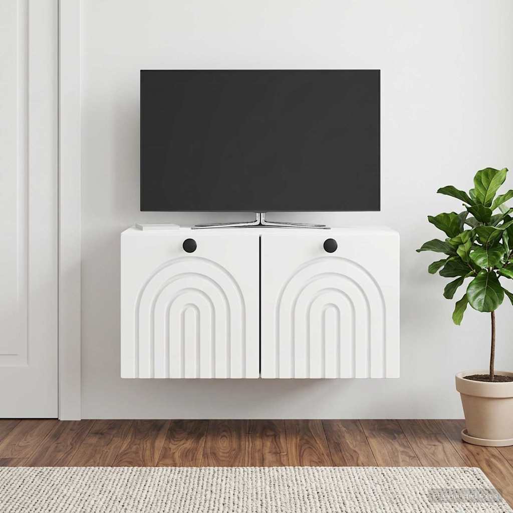 Sieninė TV spintelė Itin blizgi balta 59,5 x 31 x 30 cm
