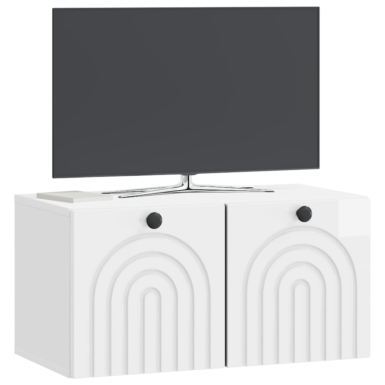 Sieninė TV spintelė Itin blizgi balta 59,5 x 31 x 30 cm