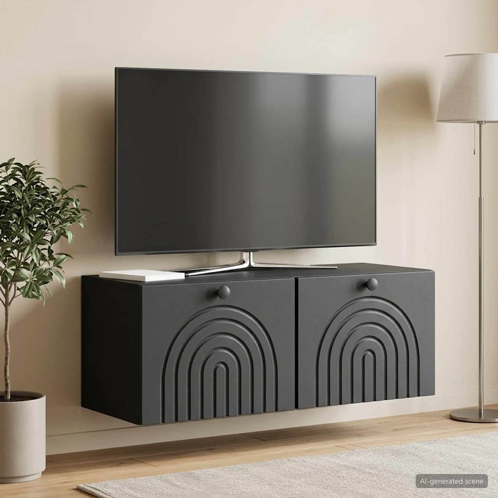 Sieninė TV spintelė Juoda 78,5 x 31 x 30 cm Apdirbta mediena