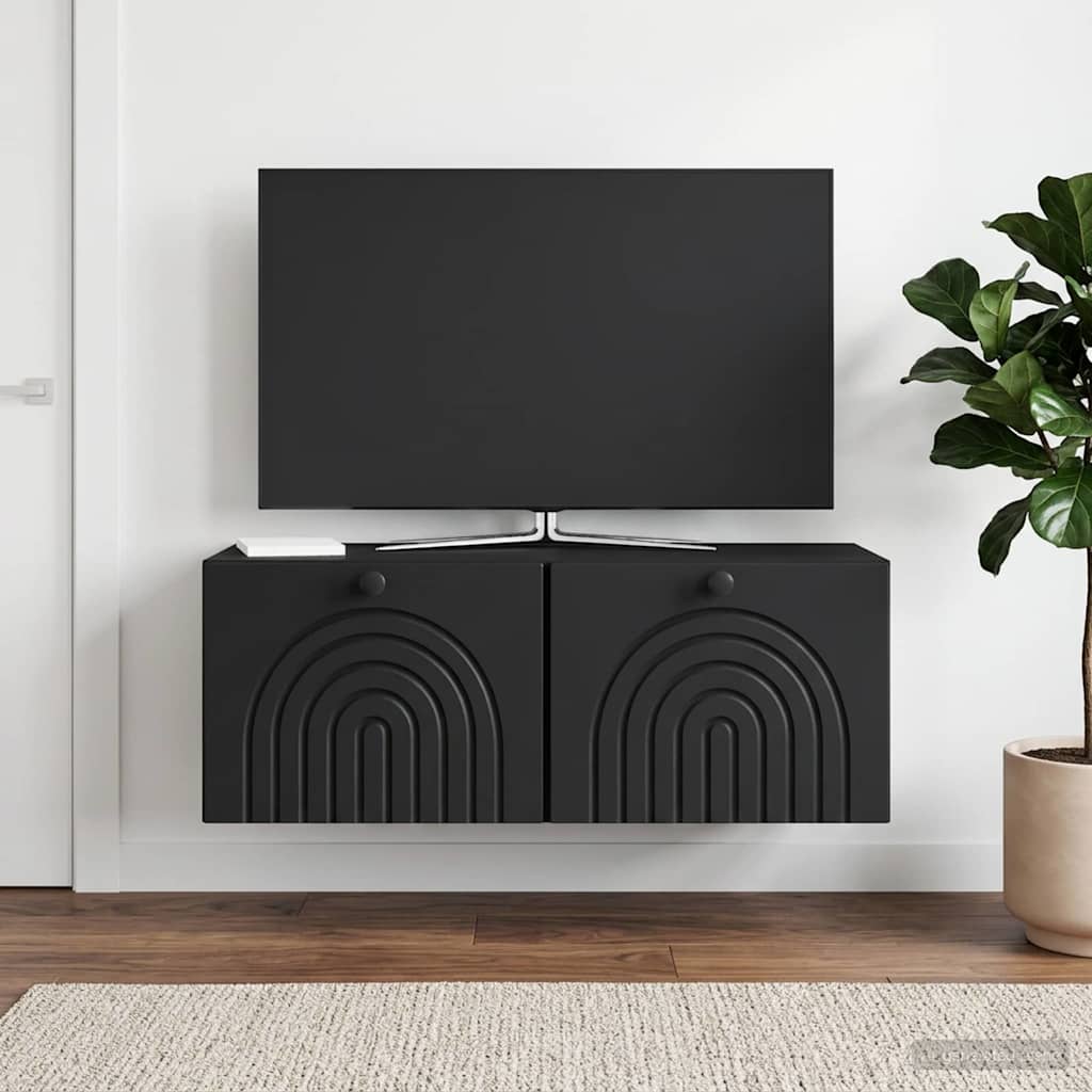 Sieninė TV spintelė Juoda 78,5 x 31 x 30 cm Apdirbta mediena