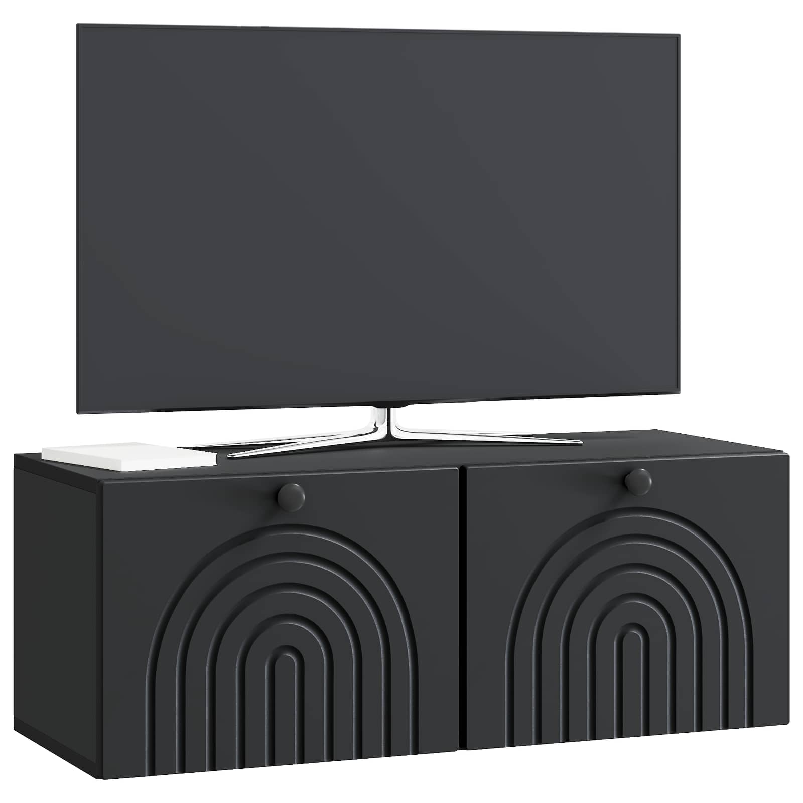 Sieninė TV spintelė Juoda 78,5 x 31 x 30 cm Apdirbta mediena