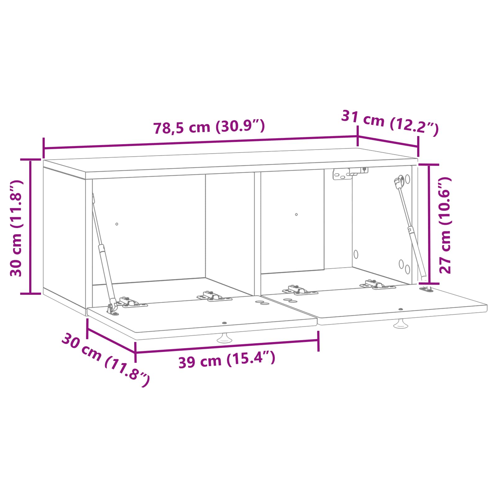 Sieninė TV spintelė Betono pilka 78,5 x 31 x 30 cm