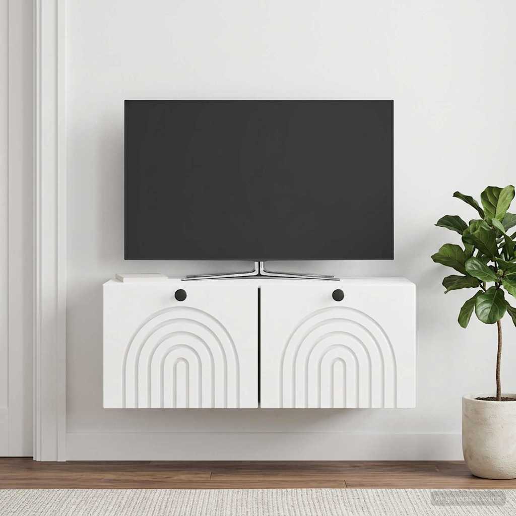 Sieninė TV spintelė Itin blizgi balta 78,5 x 31 x 30 cm
