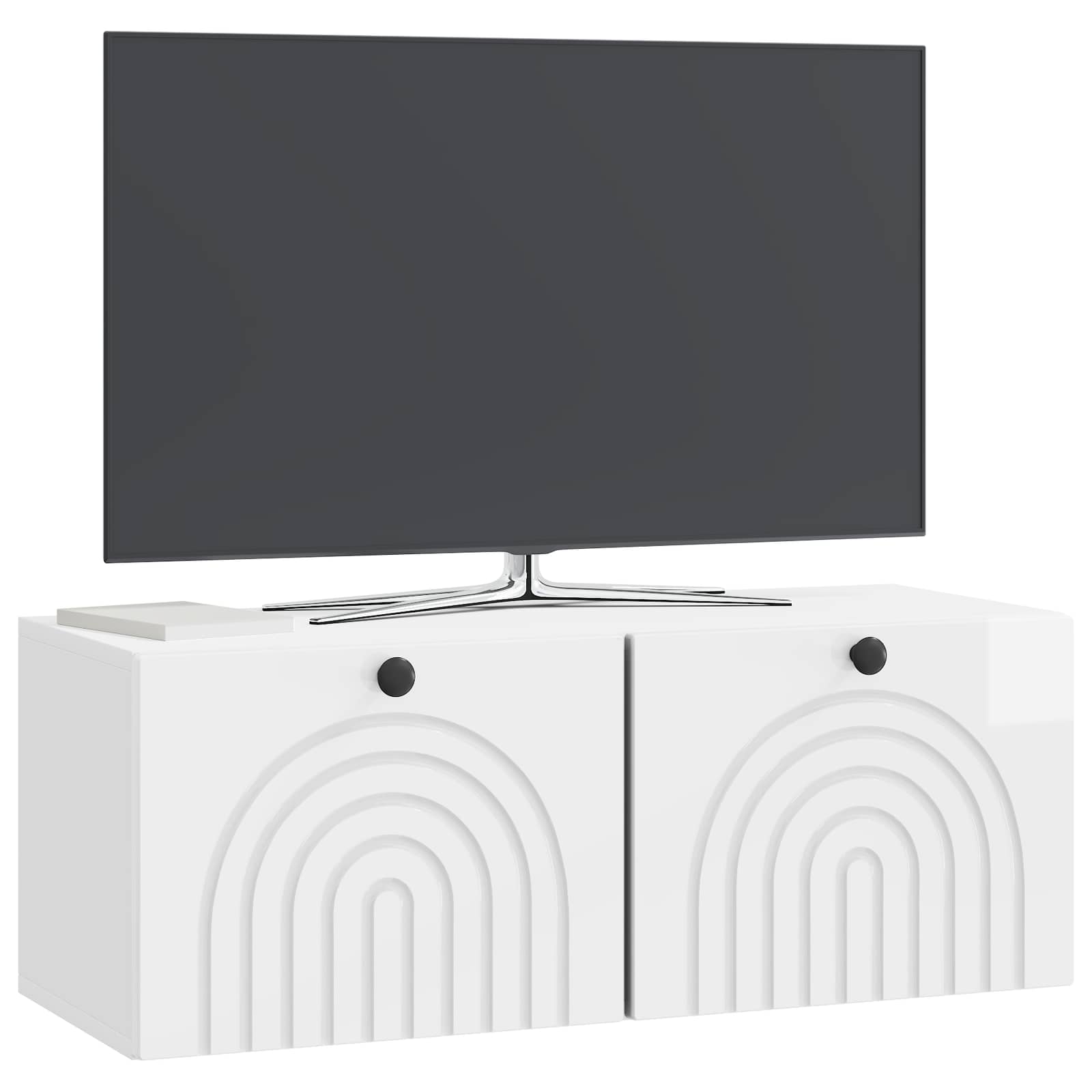 Sieninė TV spintelė Itin blizgi balta 78,5 x 31 x 30 cm