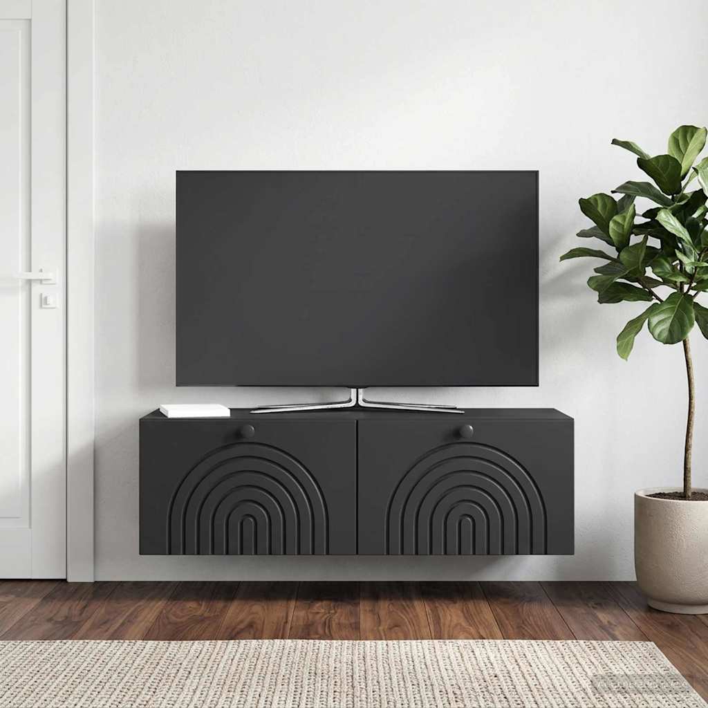 Sieninė TV spintelė Juoda 98 x 31 x 30 cm Apdirbta mediena
