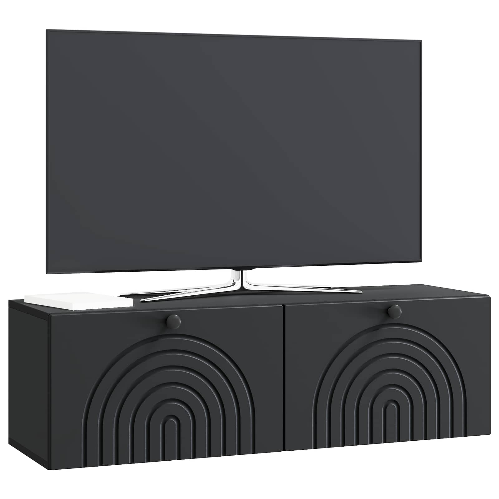 Sieninė TV spintelė Juoda 98 x 31 x 30 cm Apdirbta mediena