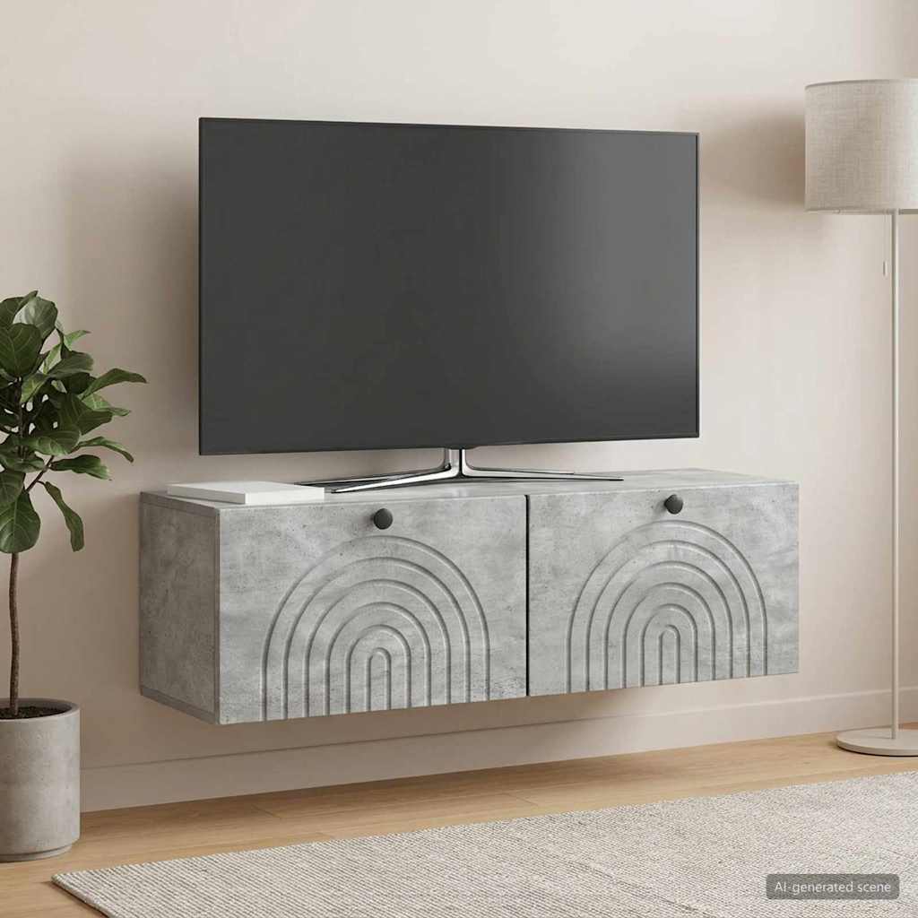 Sieninė TV spintelė Betono pilka 98 x 31 x 30 cm