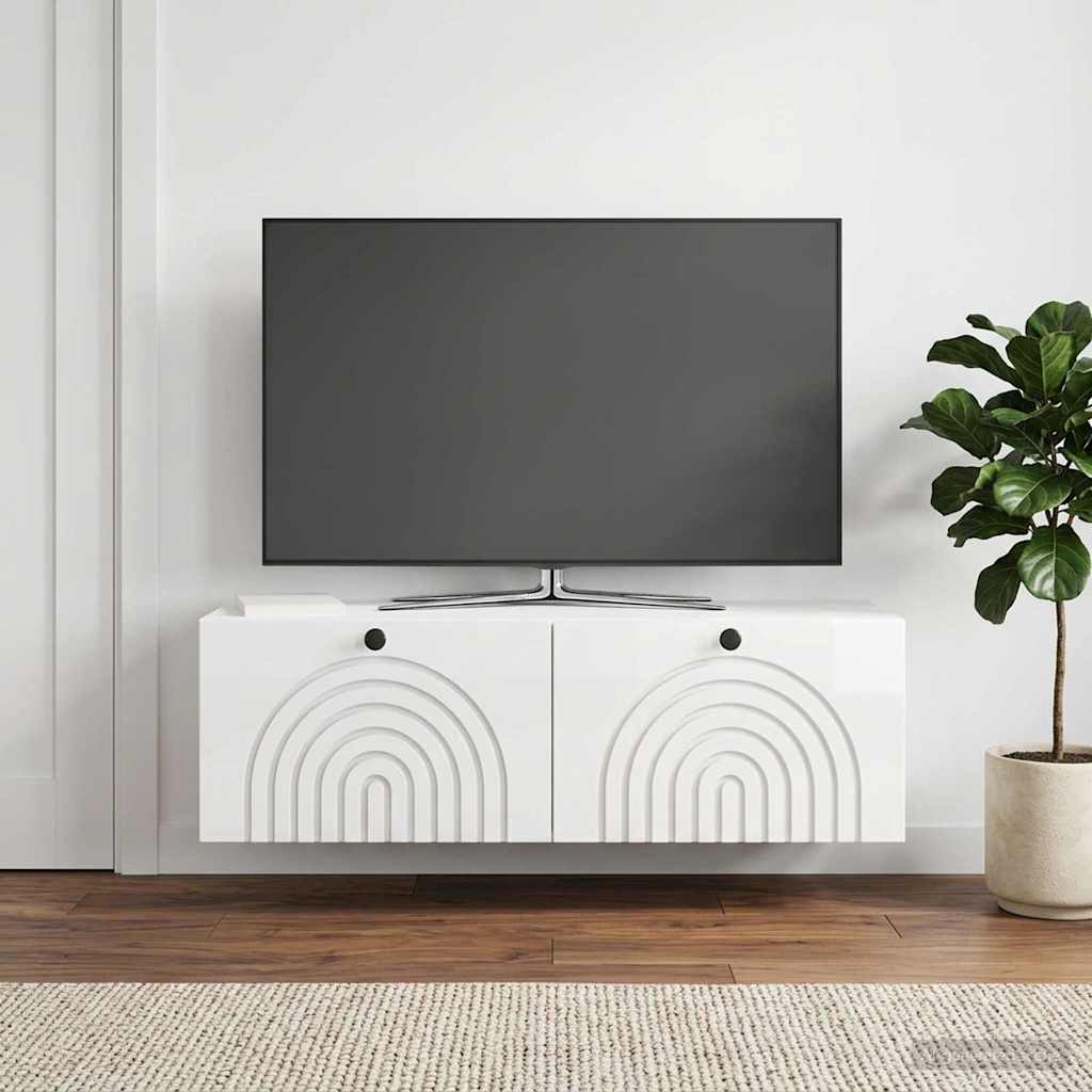 Sieninė TV spintelė Itin blizgi balta 98 x 31 x 30 cm