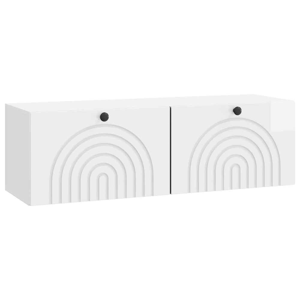 Sieninė TV spintelė Itin blizgi balta 98 x 31 x 30 cm