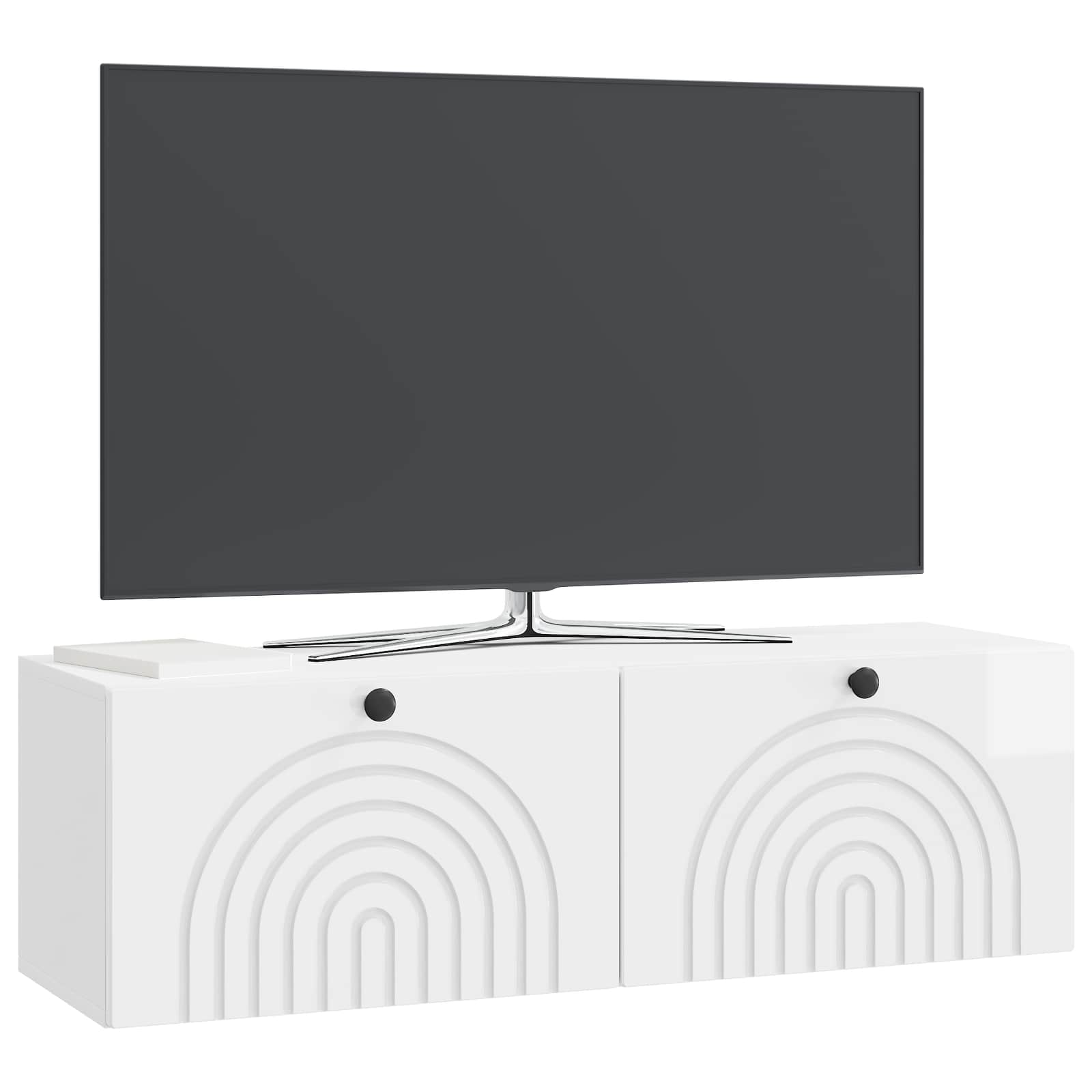 Sieninė TV spintelė Itin blizgi balta 98 x 31 x 30 cm