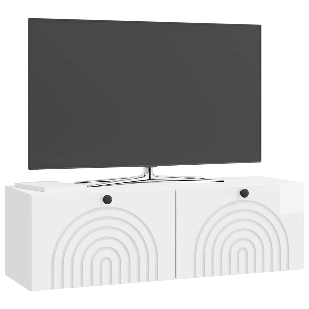 Sieninė TV spintelė Itin blizgi balta 98 x 31 x 30 cm