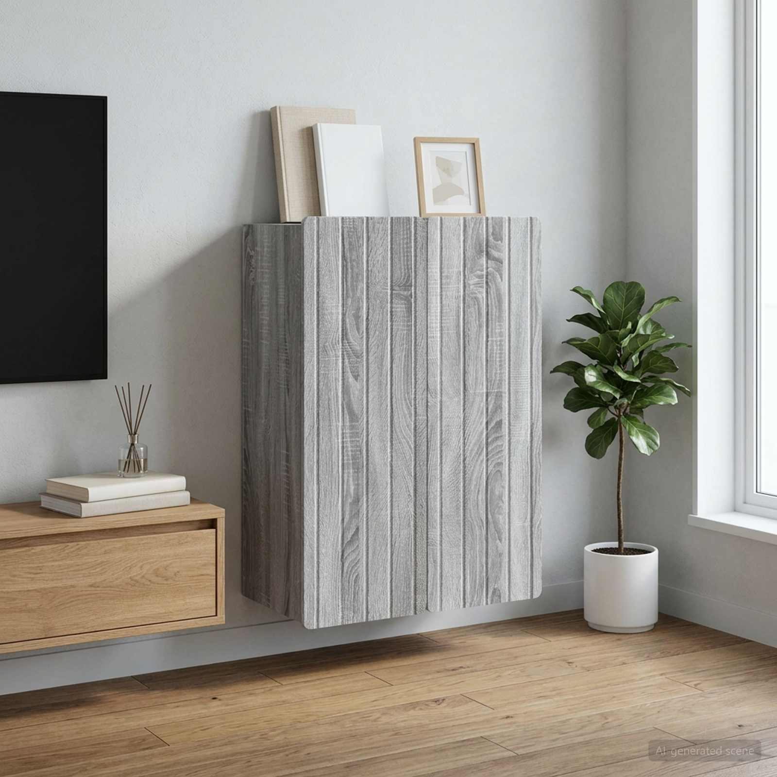 Prie sienos montuojama spinta Pilka Sonoma 66 x 34,5 x 92 cm