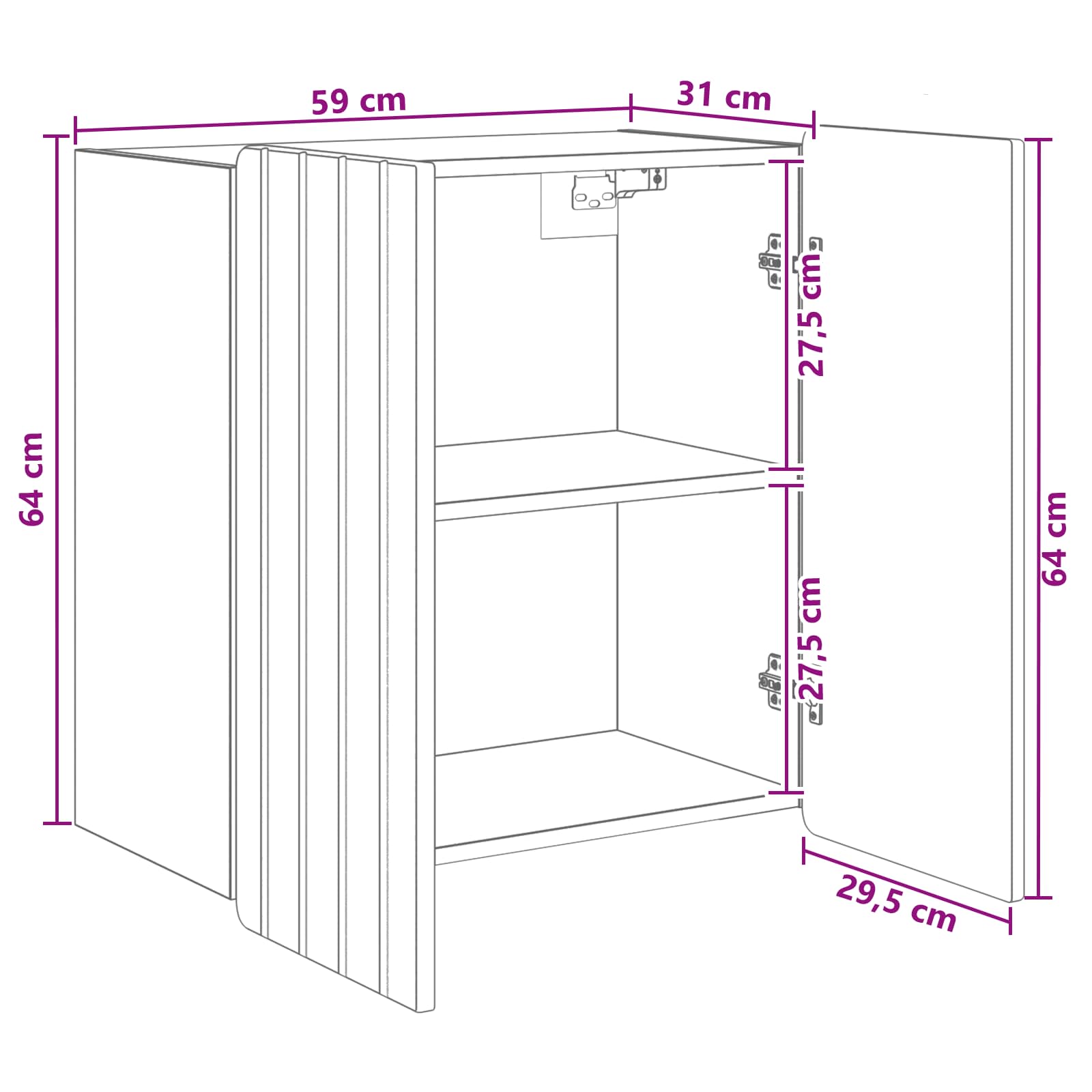 Prie sienos montuojama spinta Itin blizgi balta 59 x 31 x 64 cm