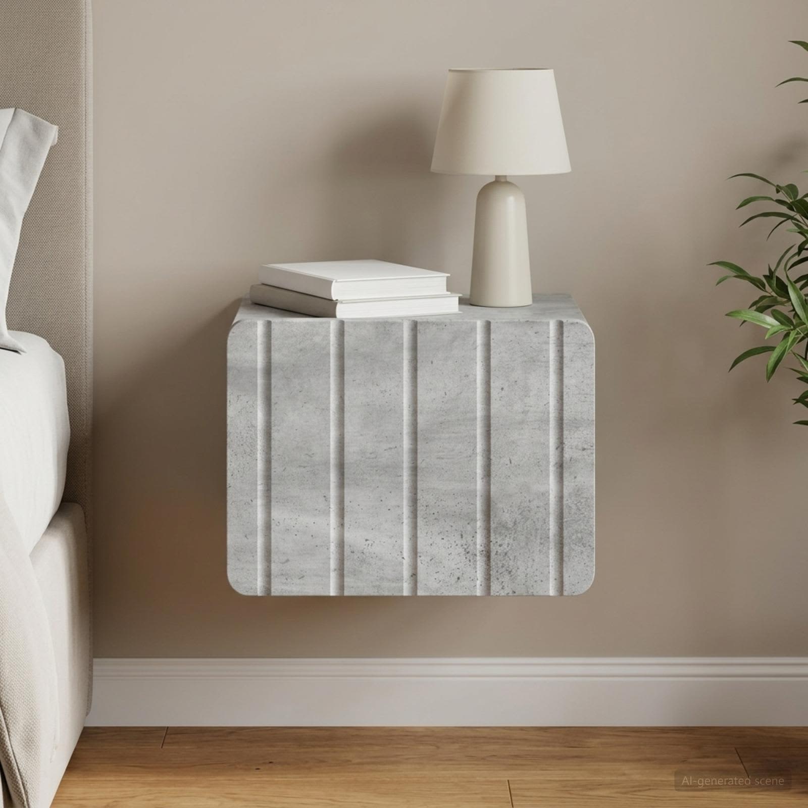Sieninis naktinis staliukas Betono pilka 33 x 34,5 x 24 cm