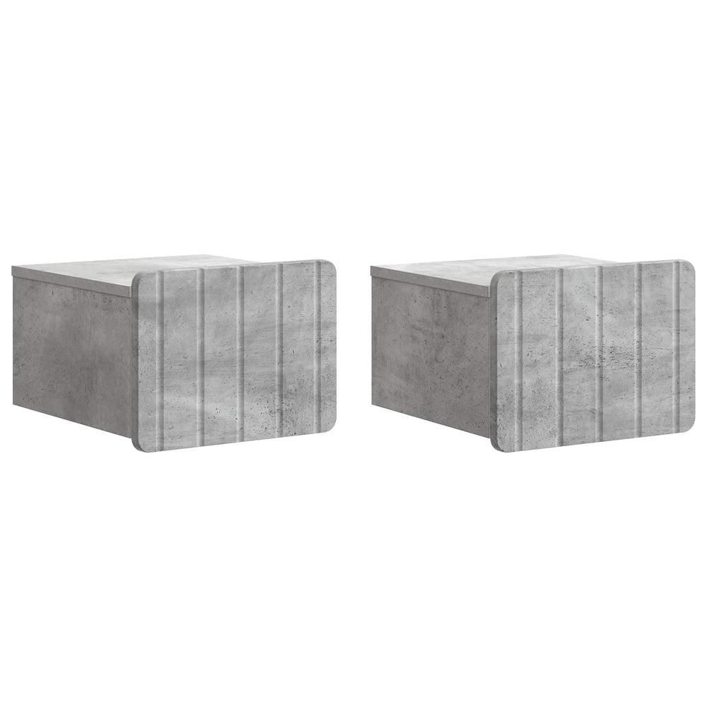 Sieninis naktinis staliukas 2 pcs Betono pilka Apdirbta mediena