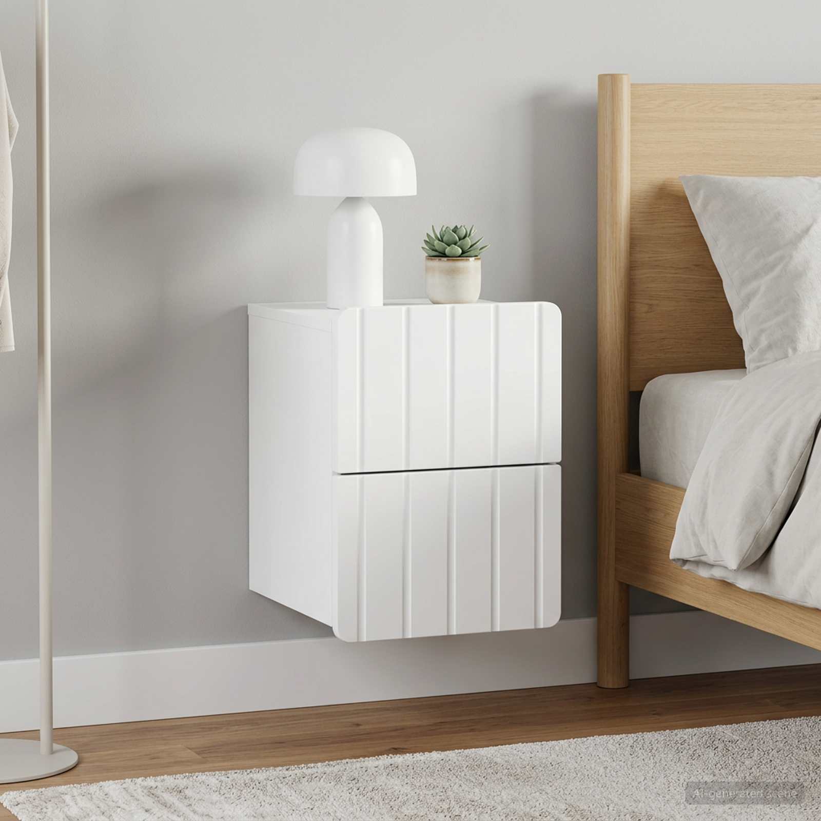 Sieninis naktinis staliukas 2 pcs Balta 33 x 34,5 x 43 cm