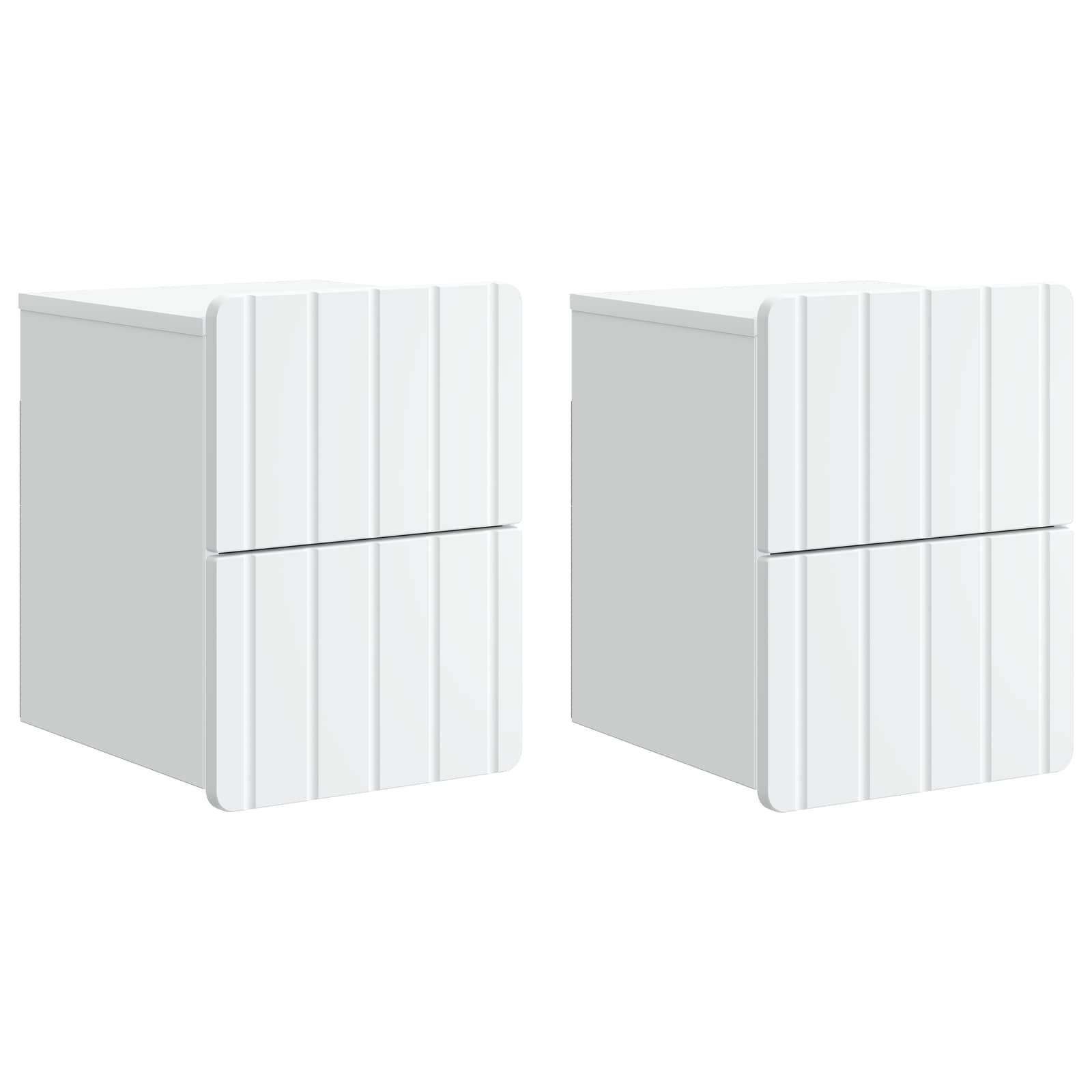 Sieninis naktinis staliukas 2 pcs Balta 33 x 34,5 x 43 cm