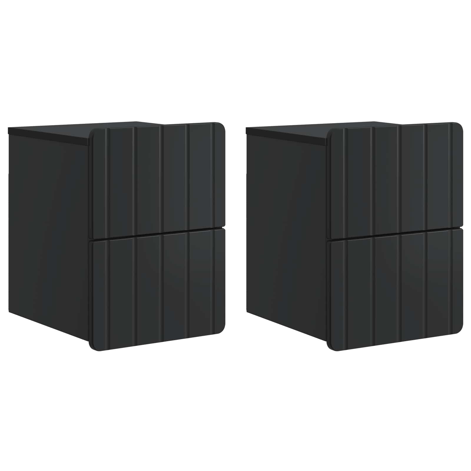 Sieninis naktinis staliukas 2 pcs Juoda 33 x 34,5 x 43 cm