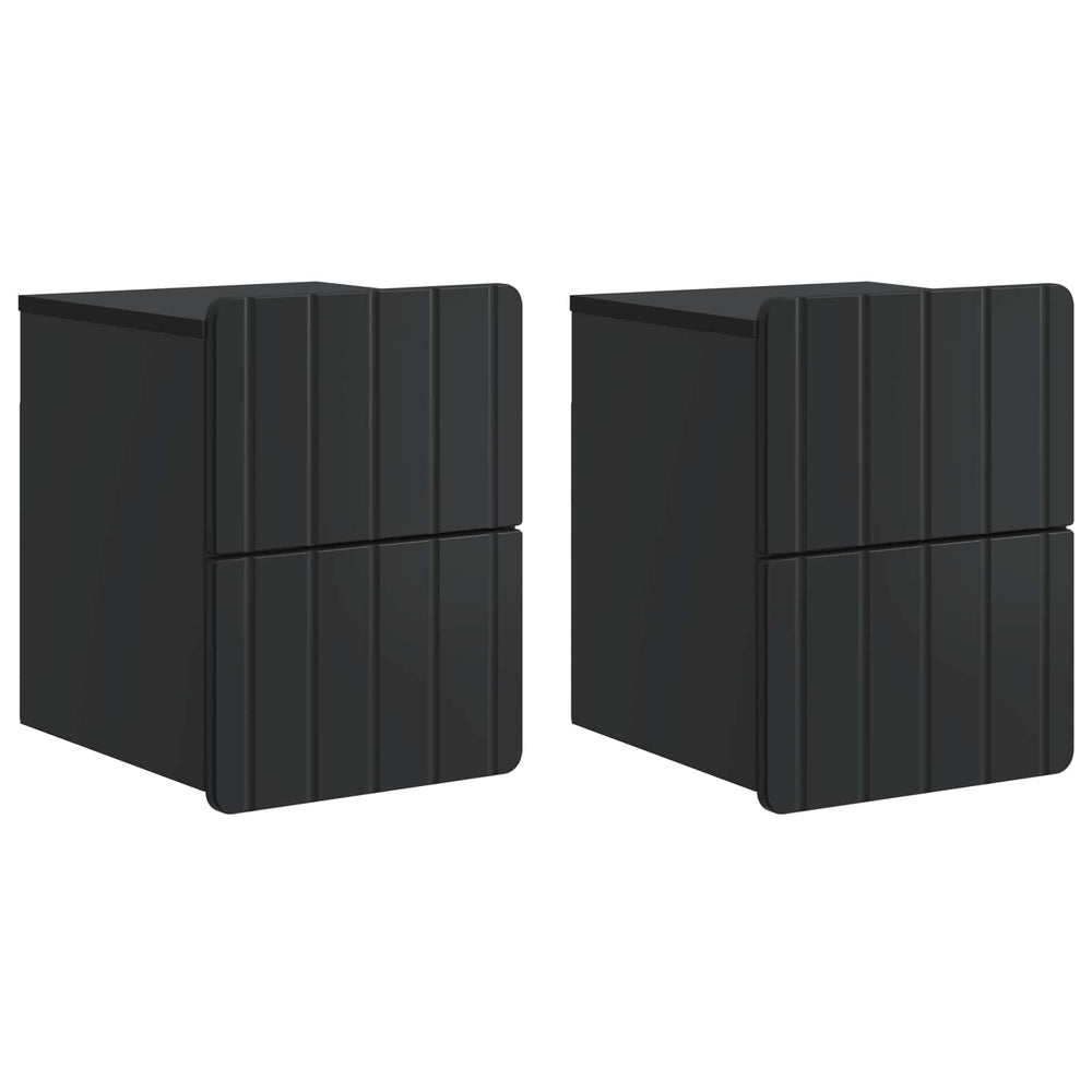 Sieninis naktinis staliukas 2 pcs Juoda 33 x 34,5 x 43 cm