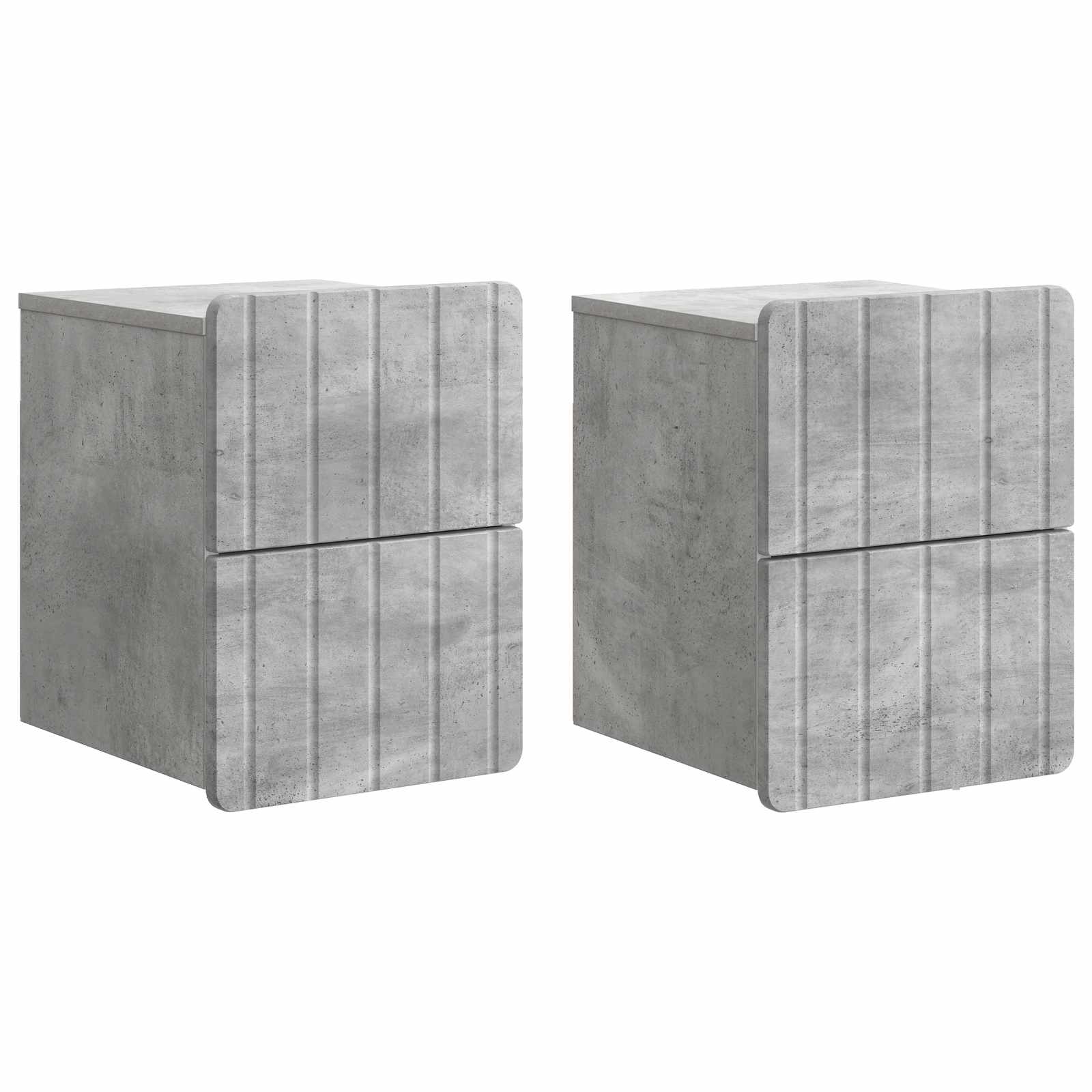 Sieninis naktinis staliukas 2 pcs Betono pilka Apdirbta mediena