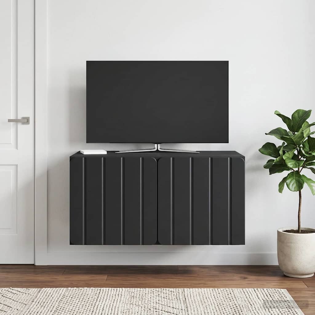 Sieninė TV spintelė Juoda 59,5 x 41 x 30 cm Apdirbta mediena