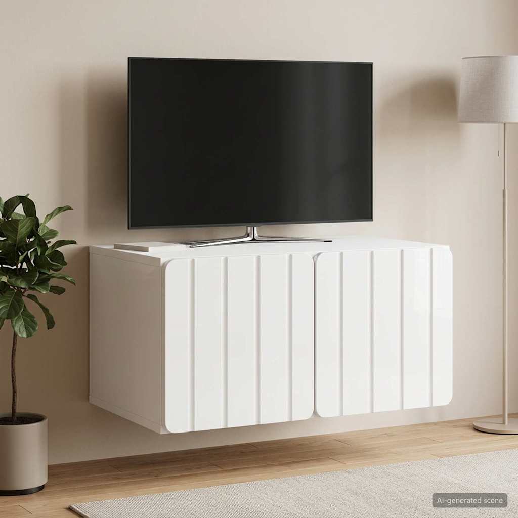 Sieninė TV spintelė Itin blizgi balta 59,5 x 41 x 30 cm